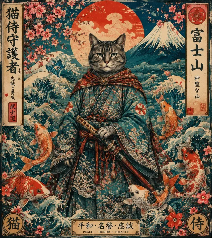 Mystical Ukiyoe Spirit Animal Art