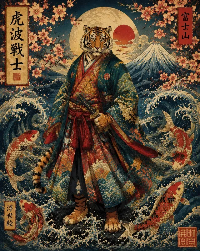 Mystical Ukiyoe Spirit Animal Art