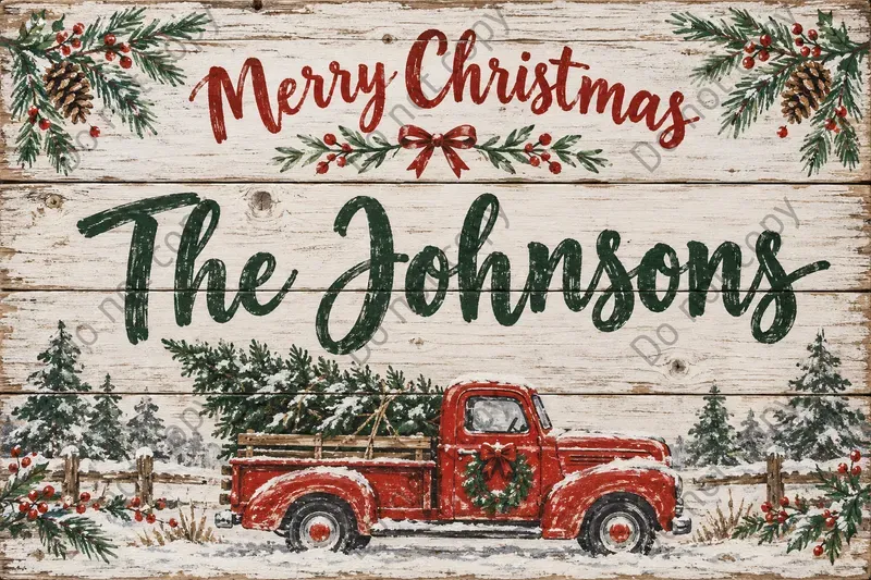 Christmas Family Name Sign Art
