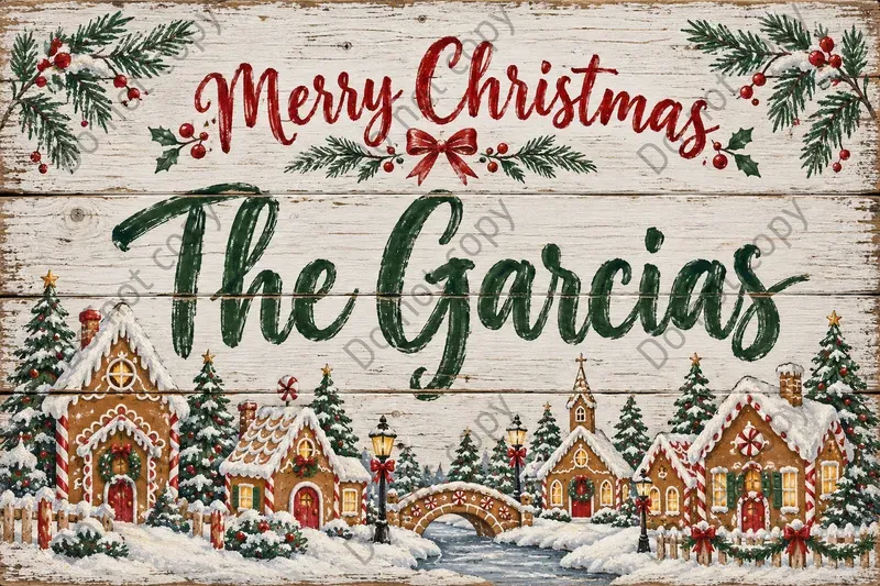 Christmas Family Name Sign Art