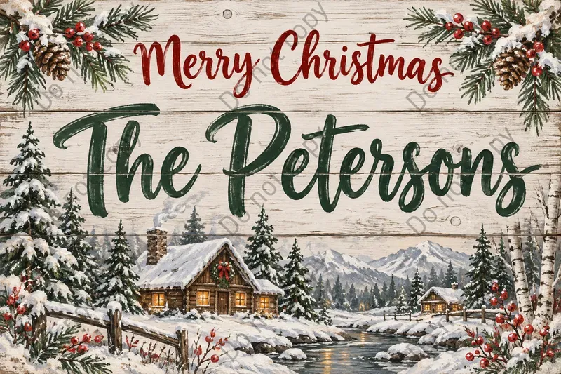 Christmas Family Name Sign Art