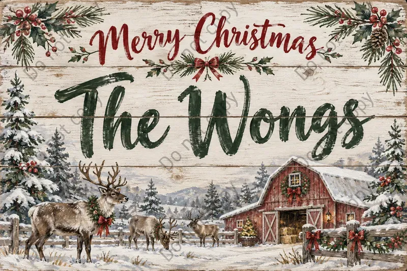 Christmas Family Name Sign Art