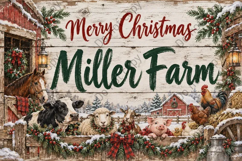Christmas Family Name Sign Art