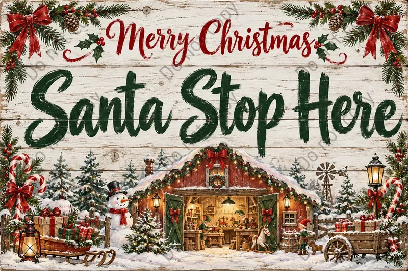 Christmas Family Name Sign Art