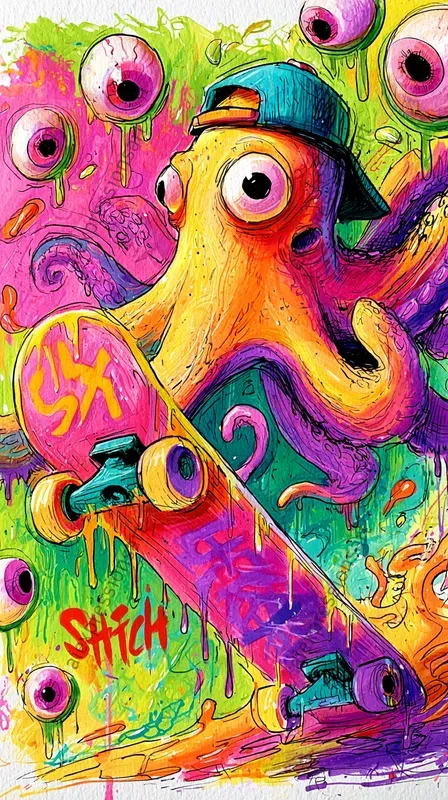Psychedelic Lowbrow Skate Mutants