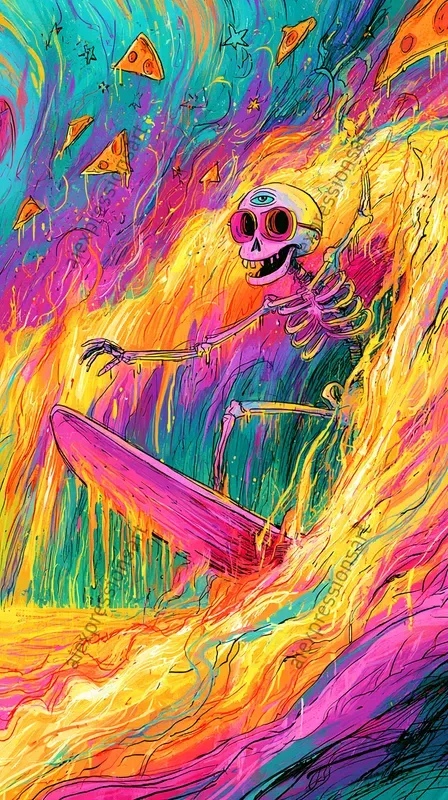 Psychedelic Lowbrow Skate Mutants