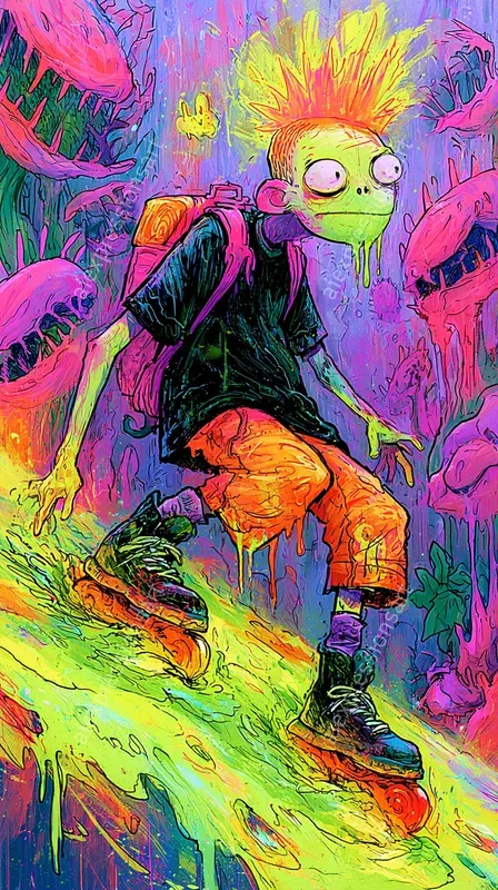 Psychedelic Lowbrow Skate Mutants