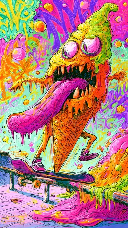 Psychedelic Lowbrow Skate Mutants