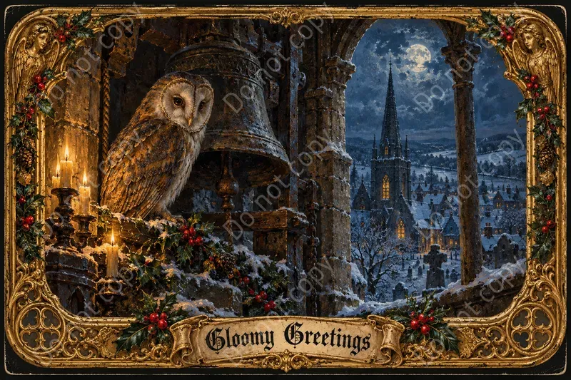 Gothic Christmas Postcard Art