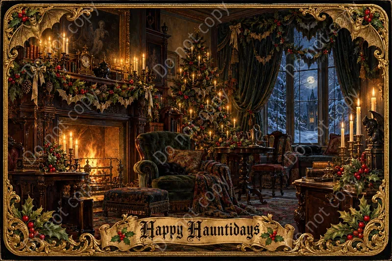 Gothic Christmas Postcard Art