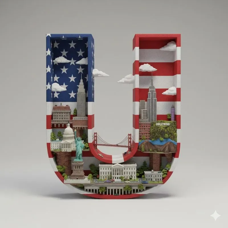 3D Country Letter Landmarks Art Design