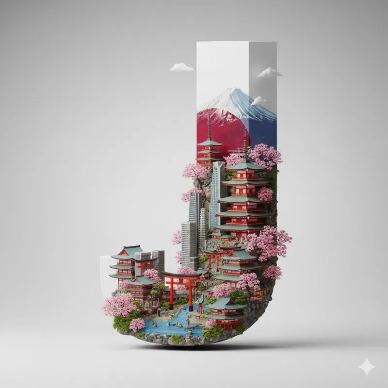 3D Country Letter Landmarks Art Design