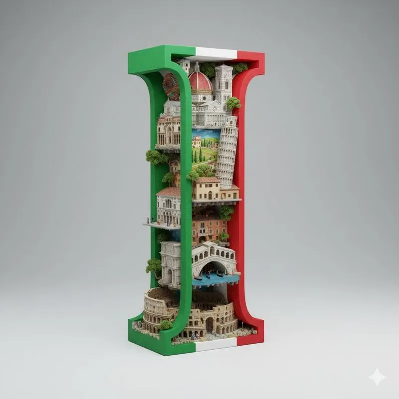 3D Country Letter Landmarks Art Design