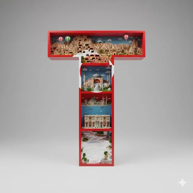 3D Country Letter Landmarks Art Design