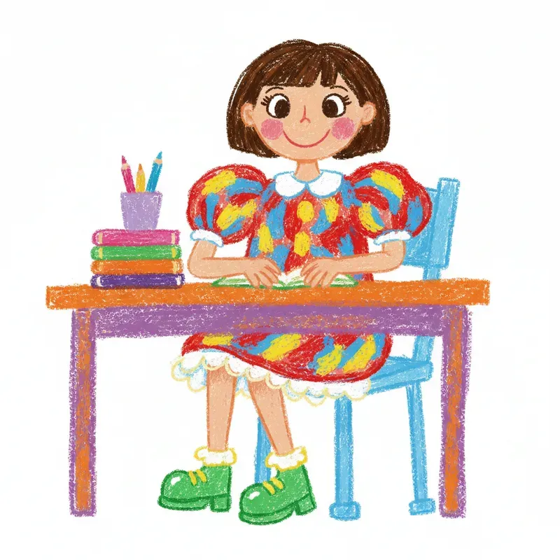 Childlike Crayon Drawing Illustrations