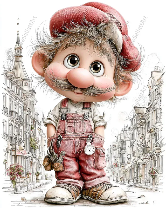 Toy Character Cityscape Clipart Ephemera