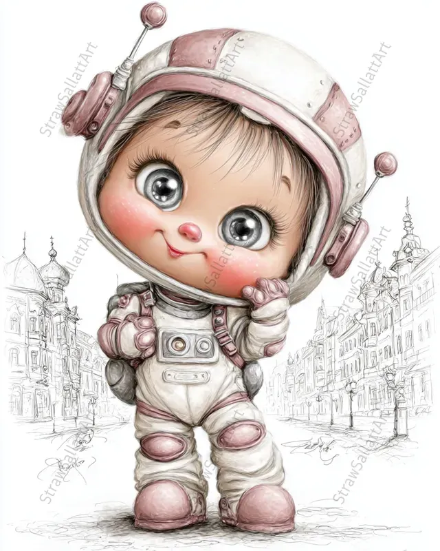 Toy Character Cityscape Clipart Ephemera