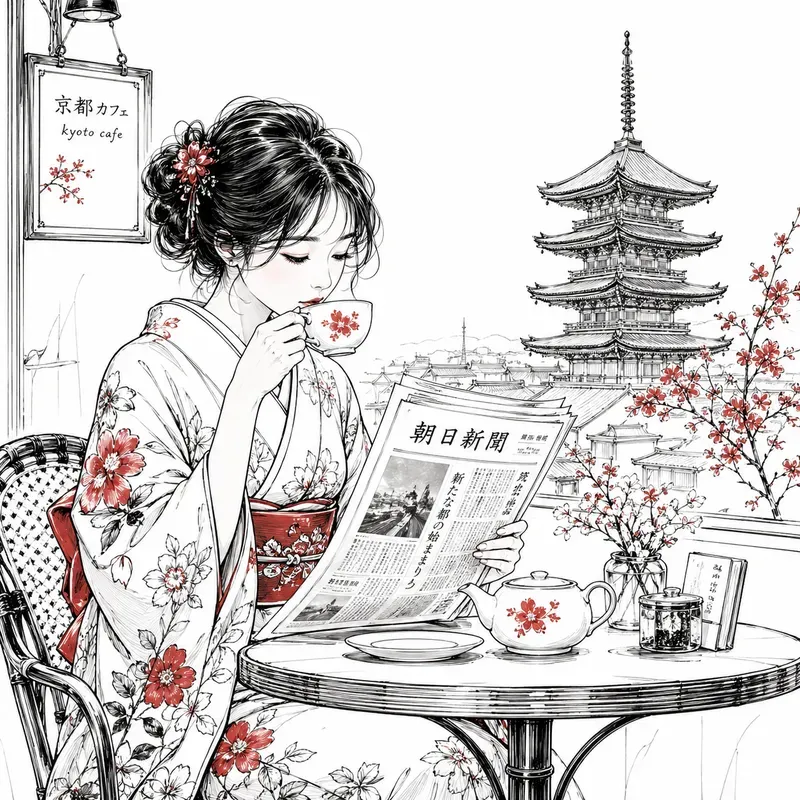 Elegant Morning Serenity Sketches