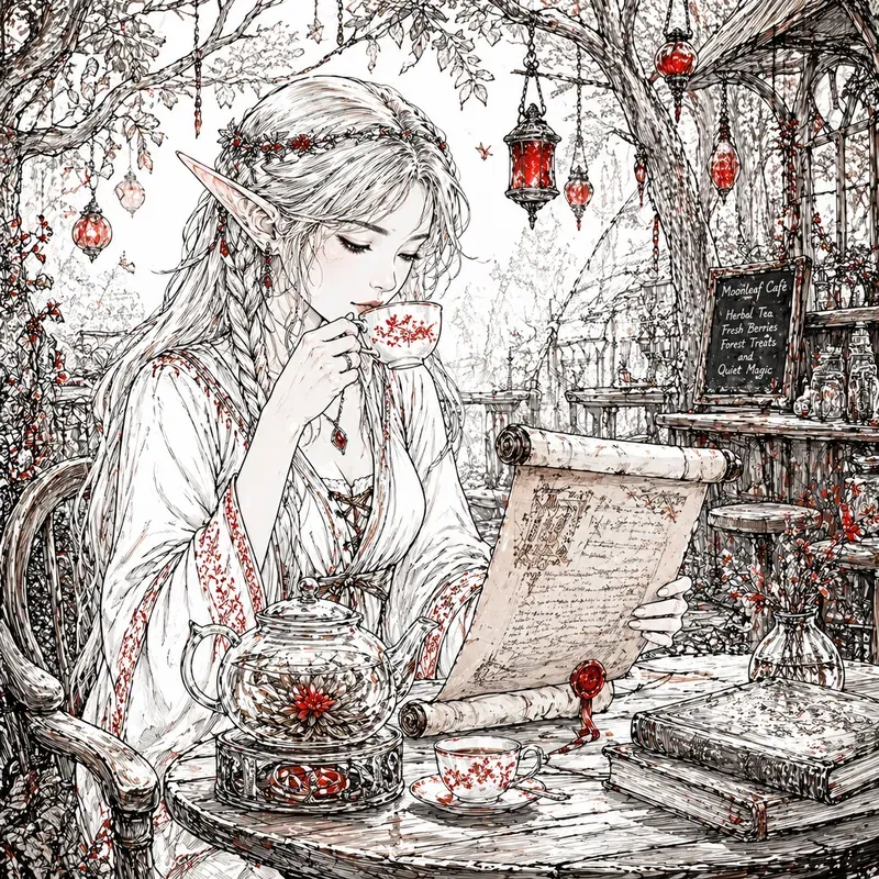 Elegant Morning Serenity Sketches