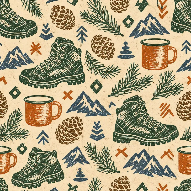 Linocut Seamless Surface Patterns