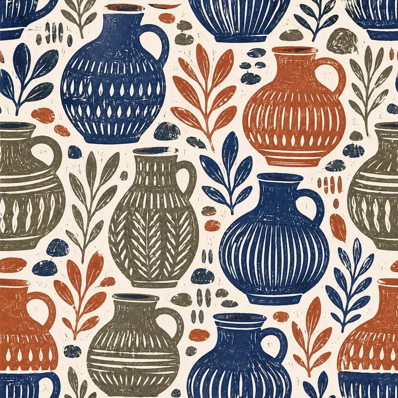 Linocut Seamless Surface Patterns