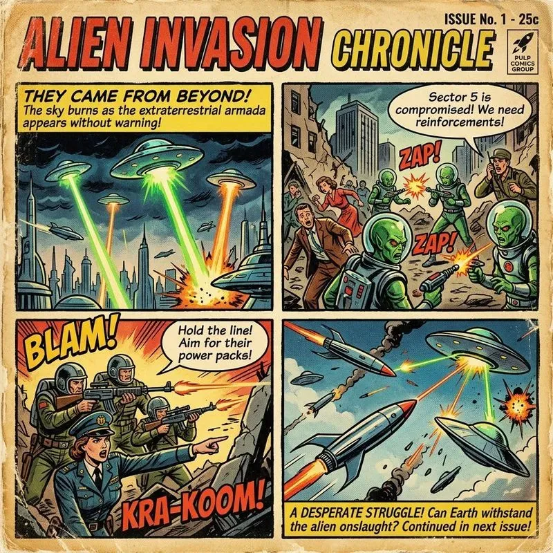 Vintage Scifi Comic Collages