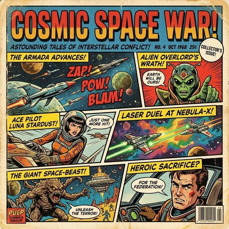 Vintage Scifi Comic Collages