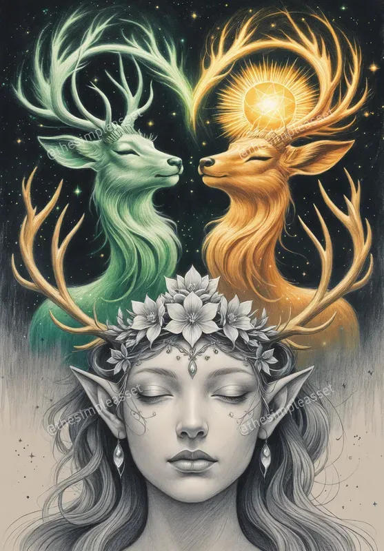 Elemental Mythical Creatures Heart Portraits