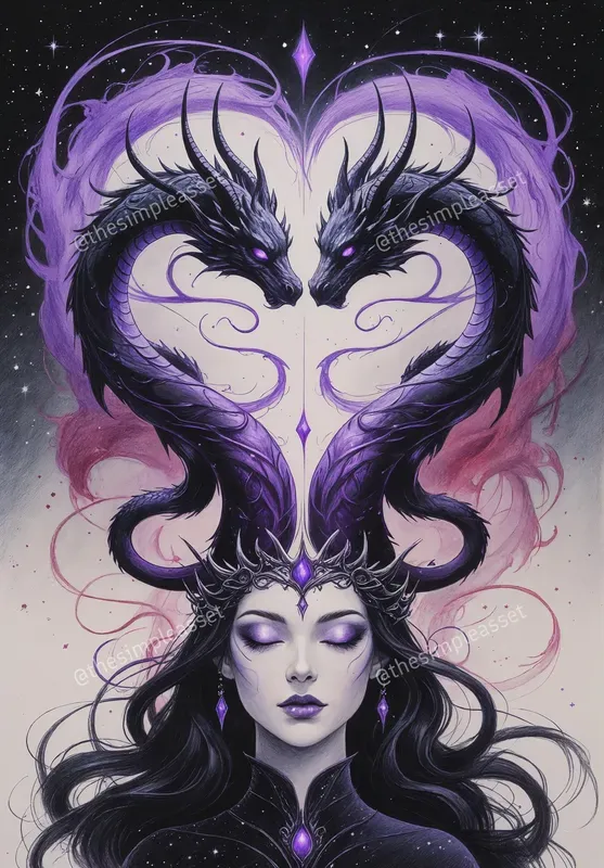 Elemental Mythical Creatures Heart Portraits