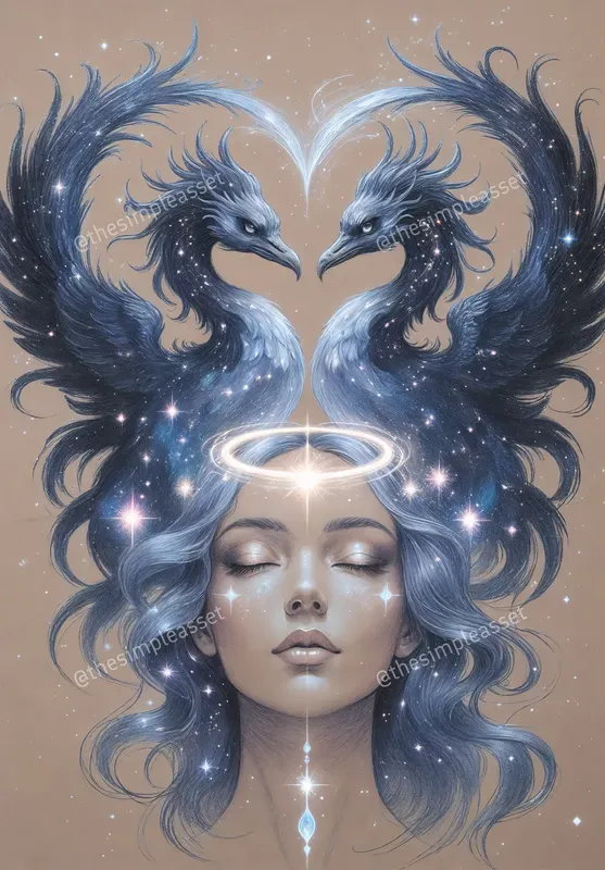 Elemental Mythical Creatures Heart Portraits