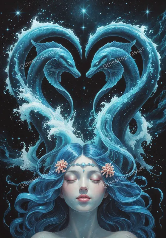 Elemental Mythical Creatures Heart Portraits