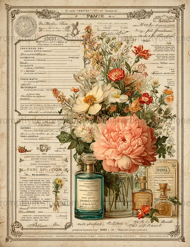 French Perfume Junk Journal Pages