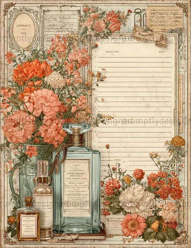 French Perfume Junk Journal Pages