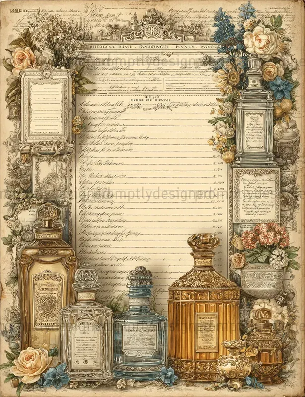 French Perfume Junk Journal Pages