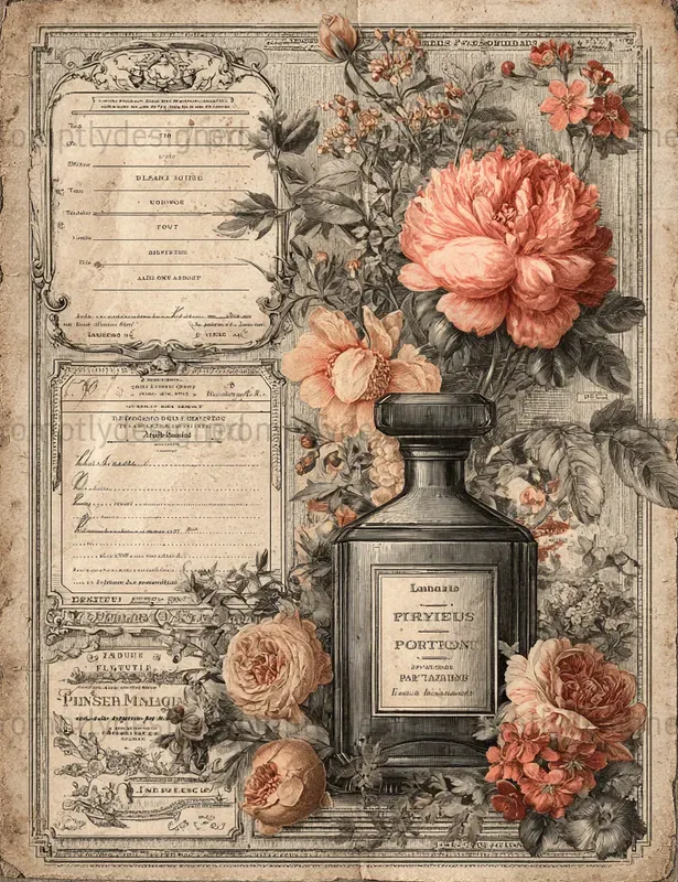 French Perfume Junk Journal Pages
