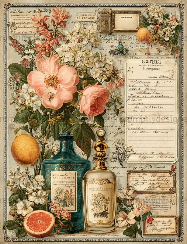 French Perfume Junk Journal Pages