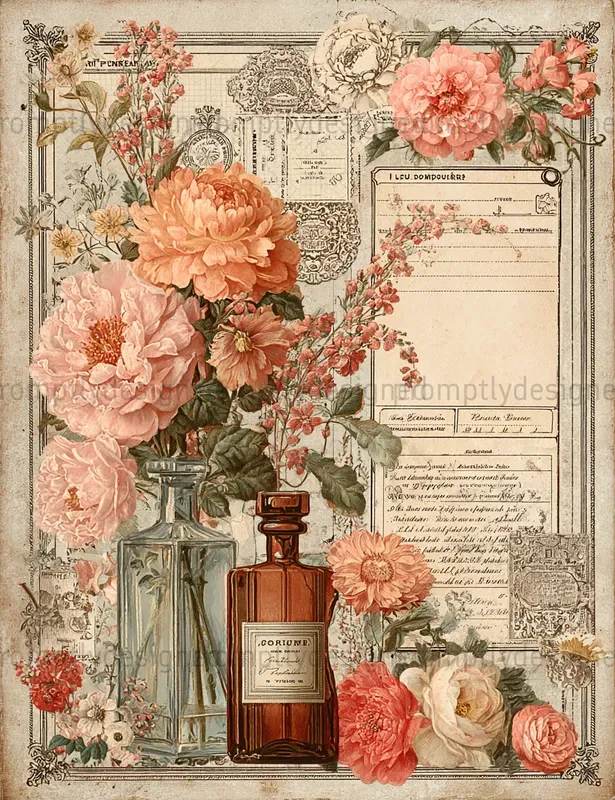 French Perfume Junk Journal Pages