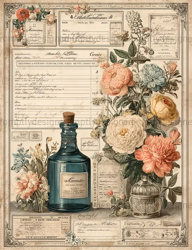 French Perfume Junk Journal Pages
