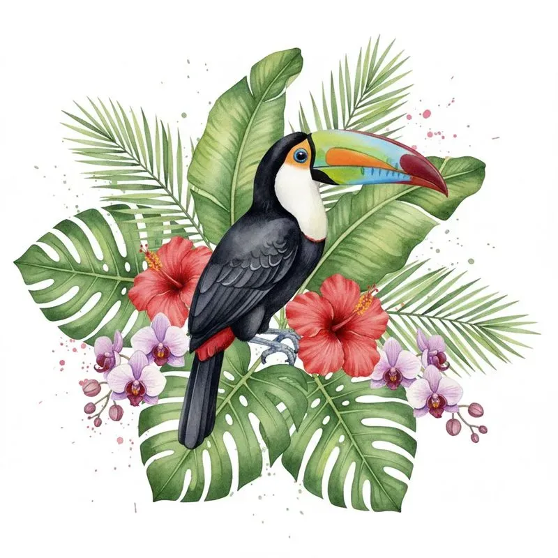 Tropical Watercolor Animal Art