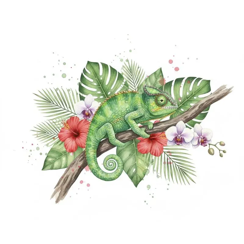 Tropical Watercolor Animal Art