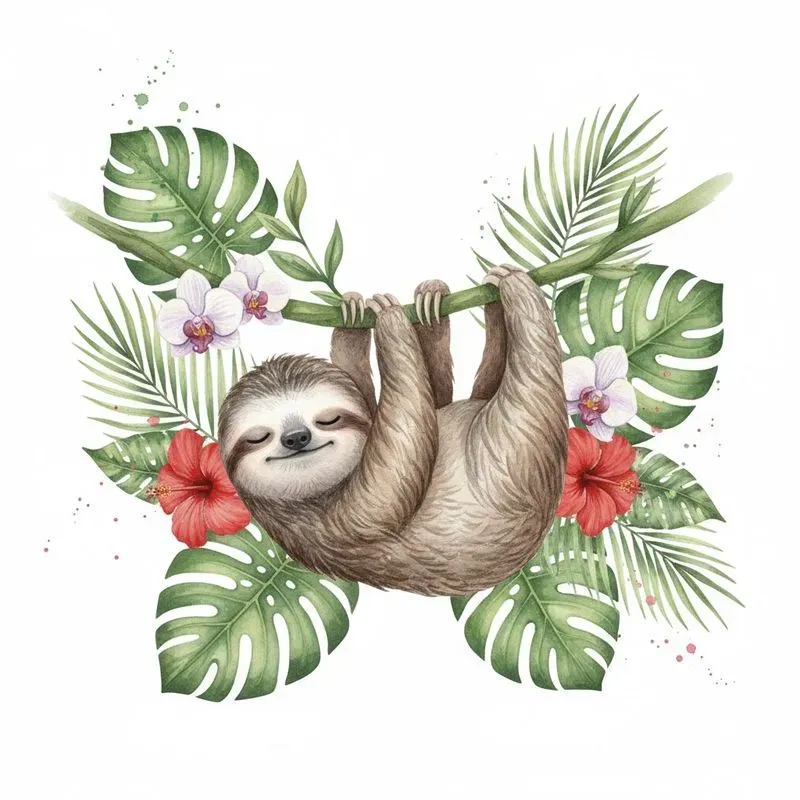 Tropical Watercolor Animal Art