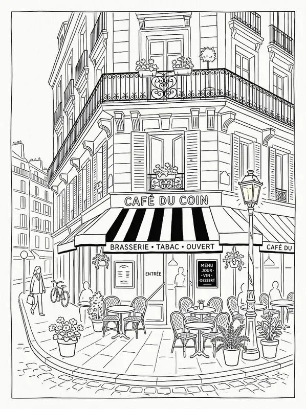 Ink Sketch Architecture Coloring Pages