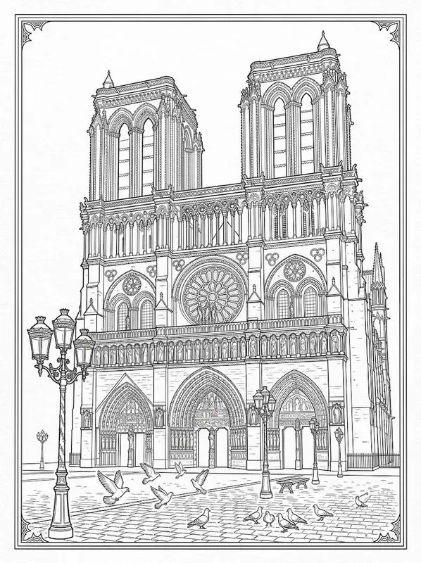 Ink Sketch Architecture Coloring Pages
