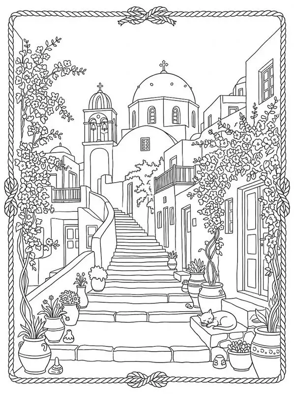 Ink Sketch Architecture Coloring Pages