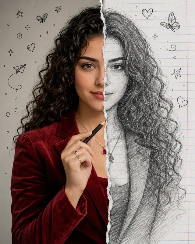 Reality Vs Sketch Duality Portraits