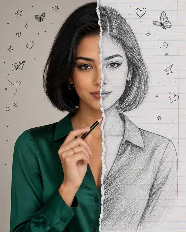 Reality Vs Sketch Duality Portraits