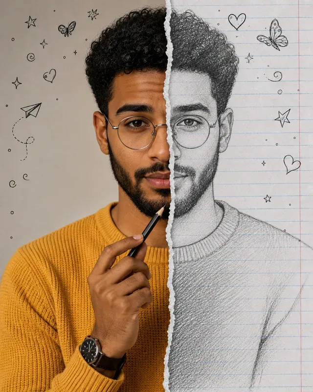 Reality Vs Sketch Duality Portraits
