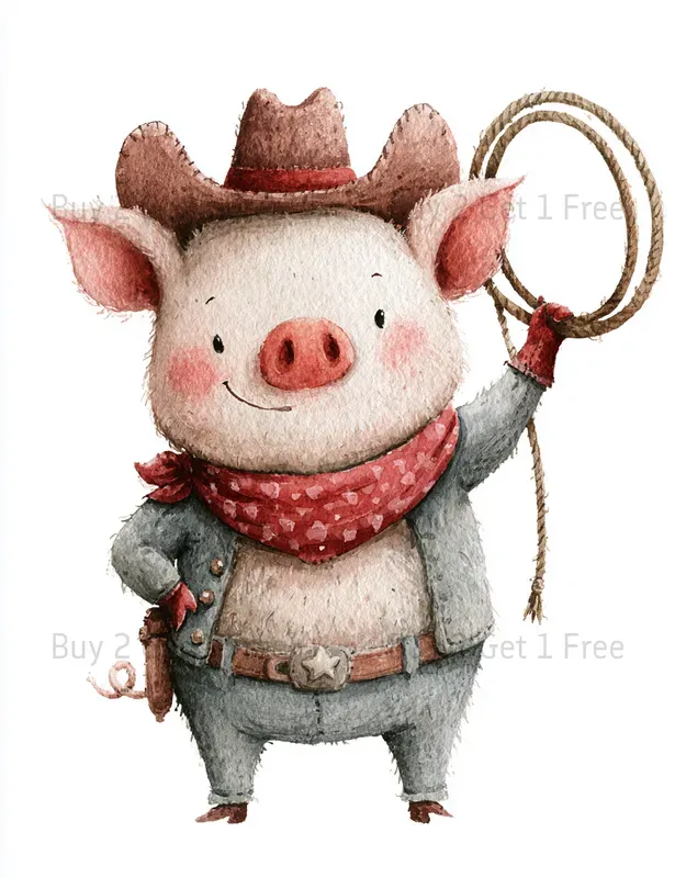Cowboy Pig Clipart