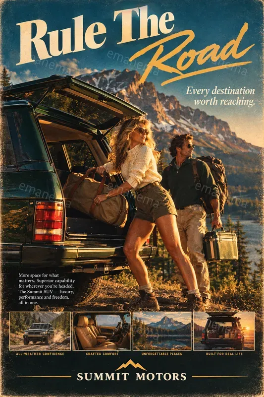 Retro 80s Cinematic Ad Poster Designs