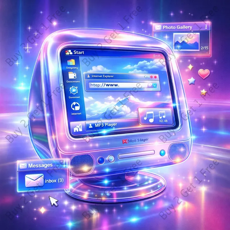 Retro Y2k Tech Aesthetic Graphics